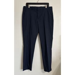 Navy Blue Perry Ellis Portfolio Slim Fit Checkered Pants 33 x 32